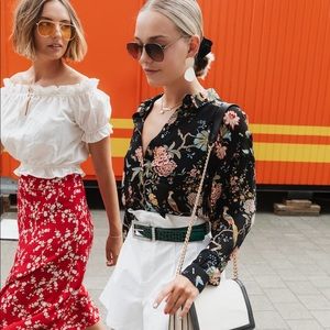 GP&J Baker floral print blouse set of 2 black/mint